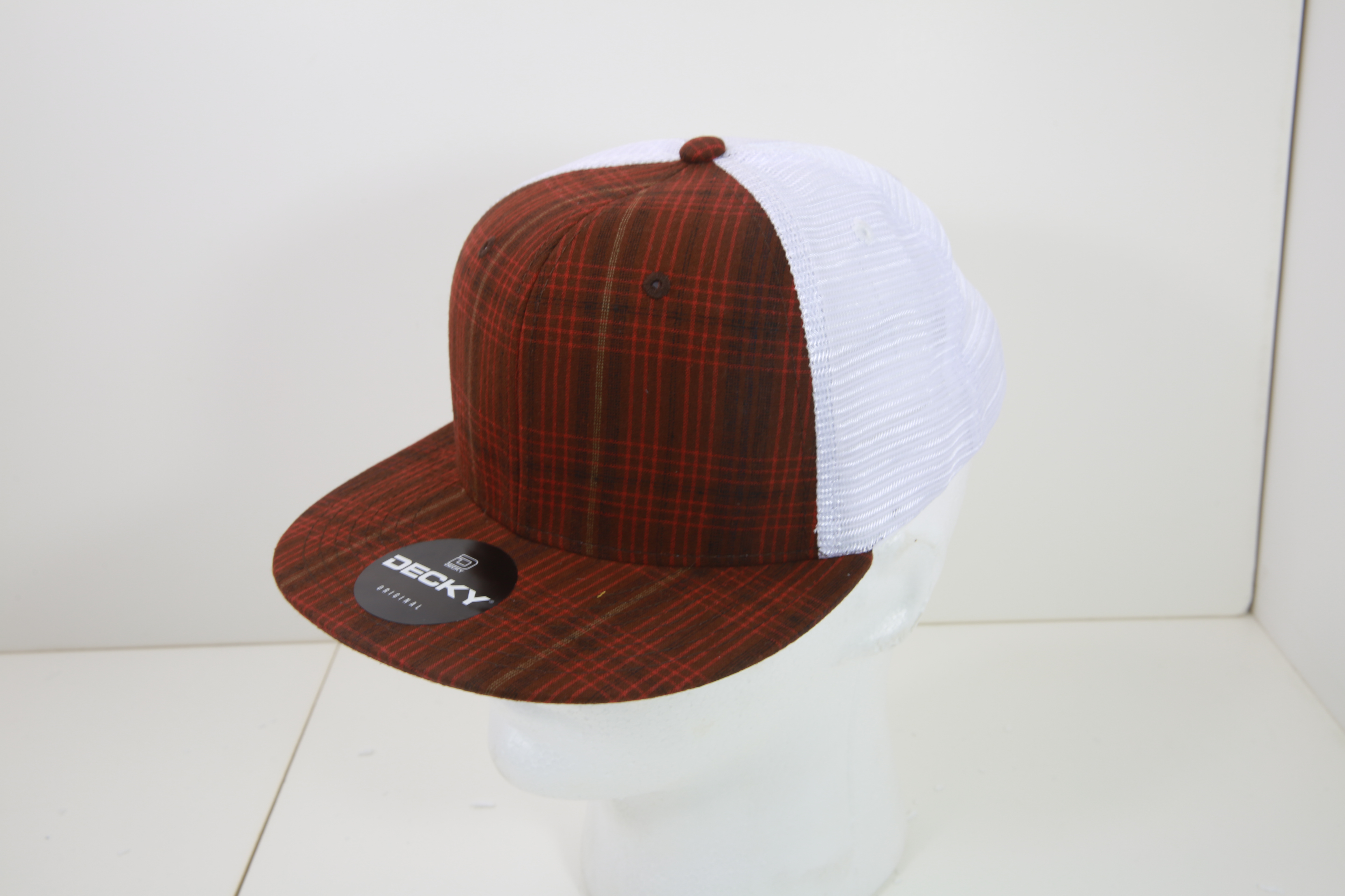 6 Panel High Profile Structured Plaid Trucker