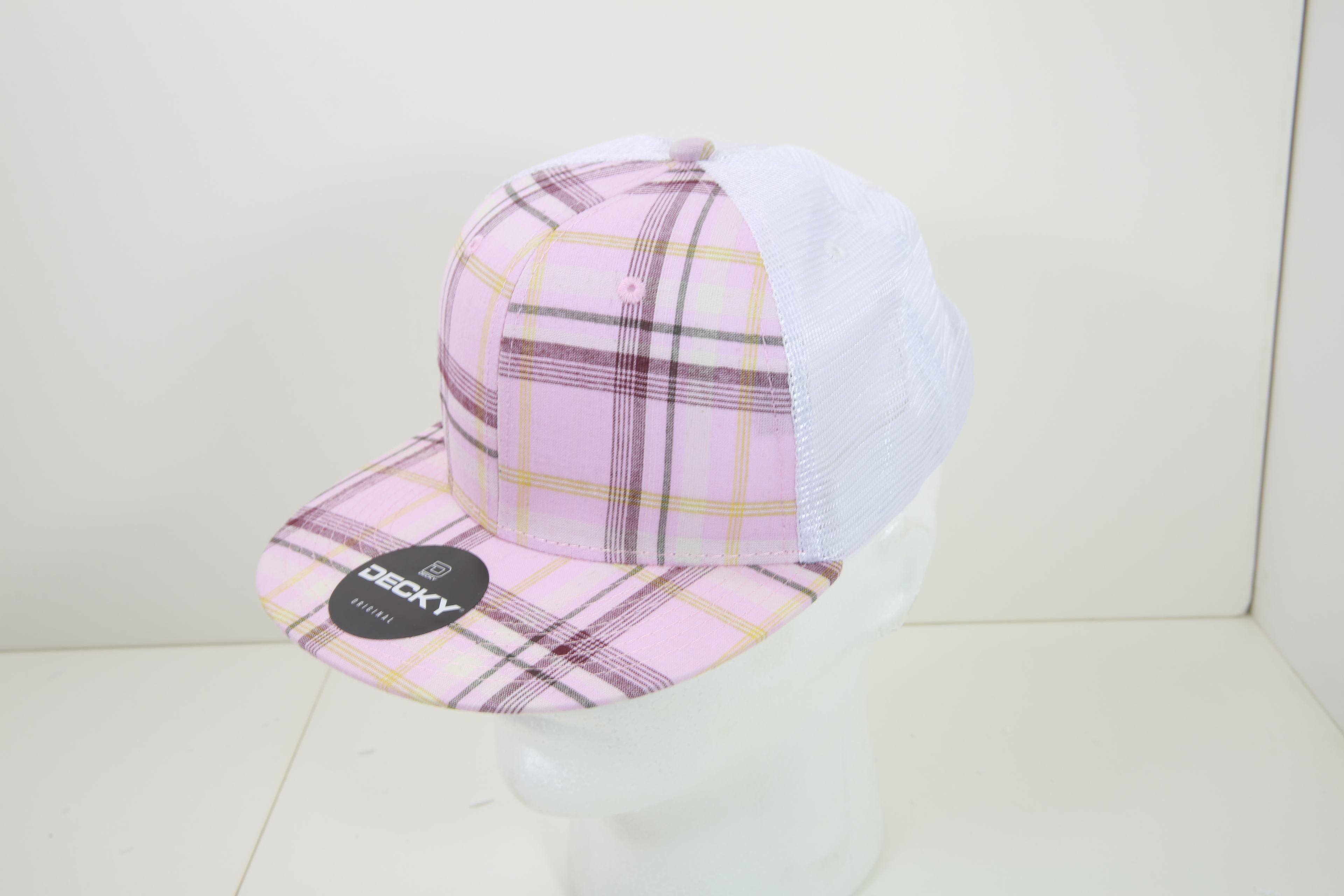 6 Panel High Profile Structured Plaid Trucker