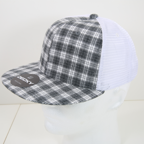 6 Panel High Profile Structured Plaid Trucker