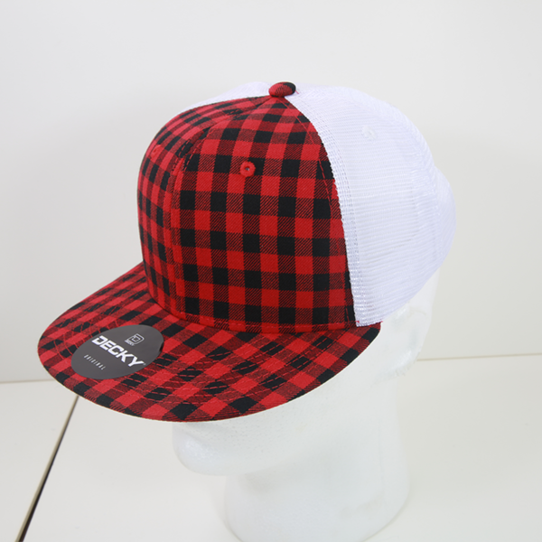 6 Panel High Profile Structured Plaid Trucker