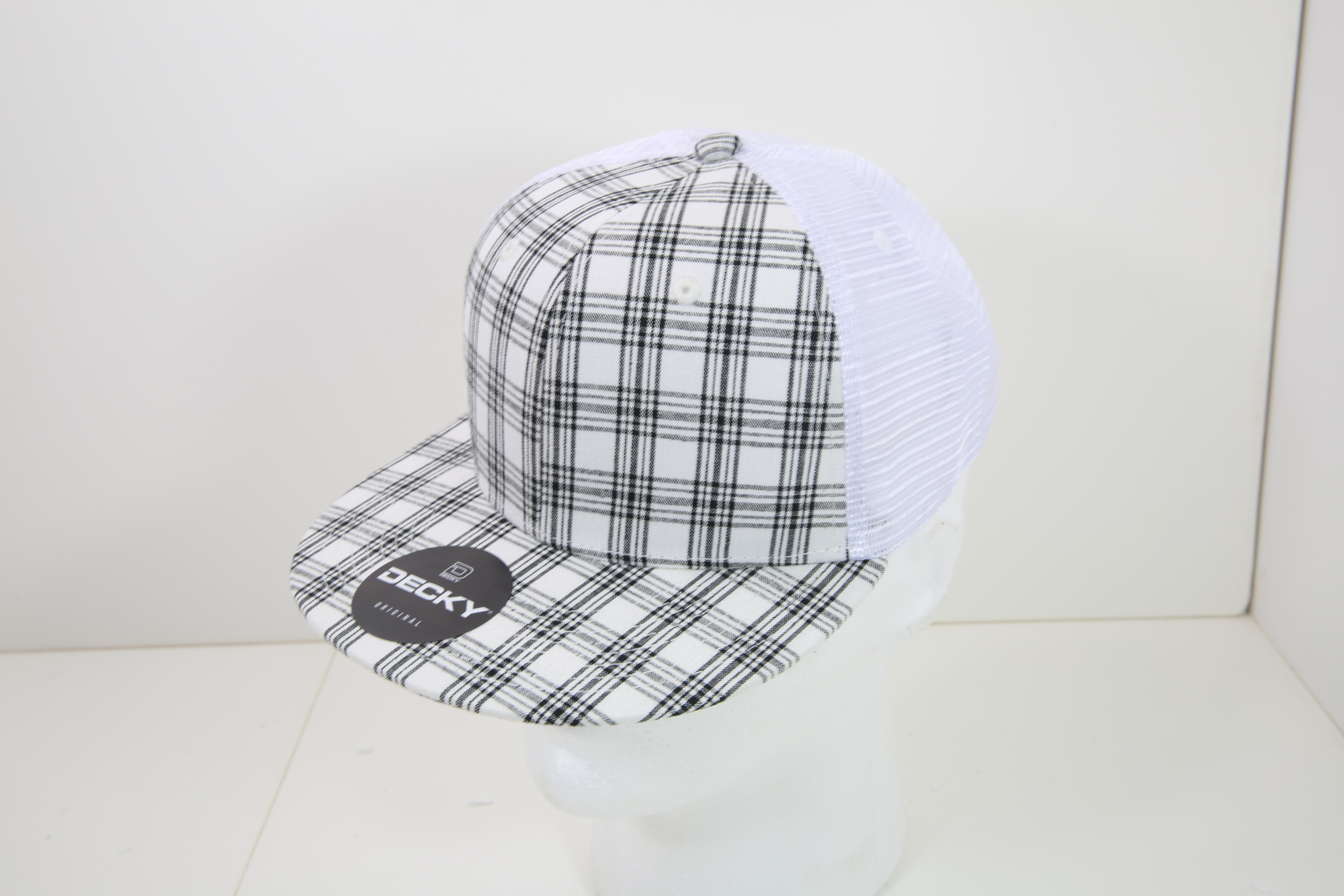 6 Panel High Profile Structured Plaid Trucker