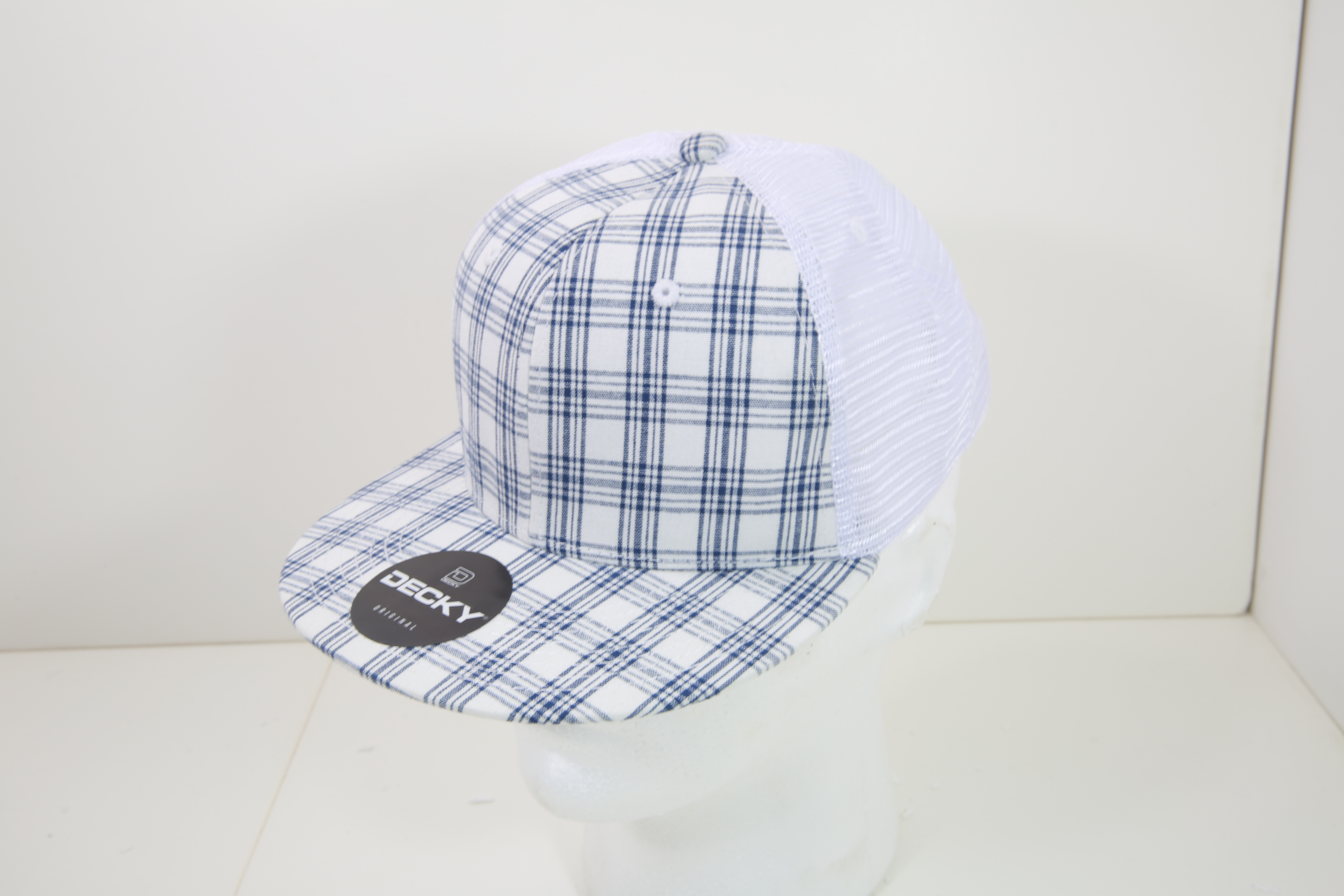 6 Panel High Profile Structured Plaid Trucker