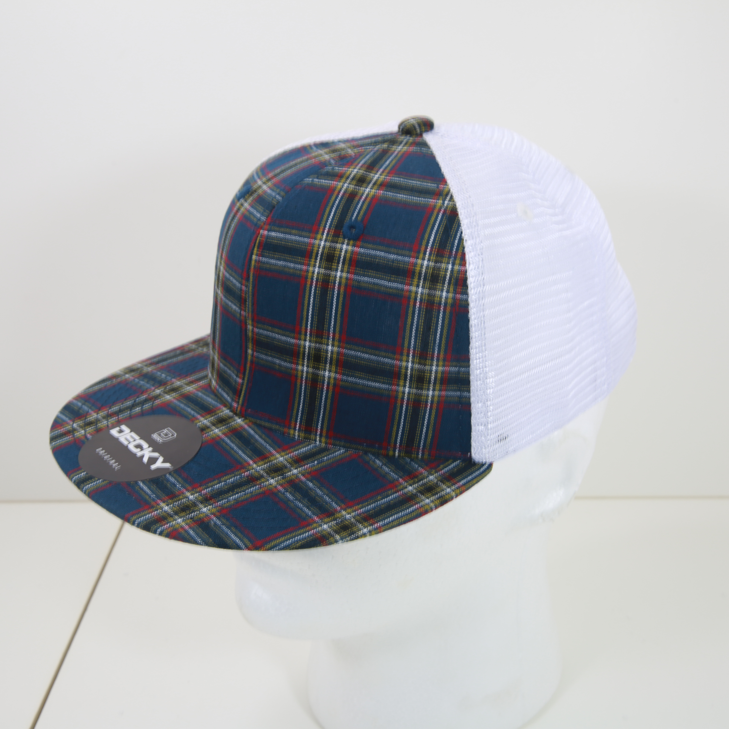 6 Panel High Profile Structured Plaid Trucker