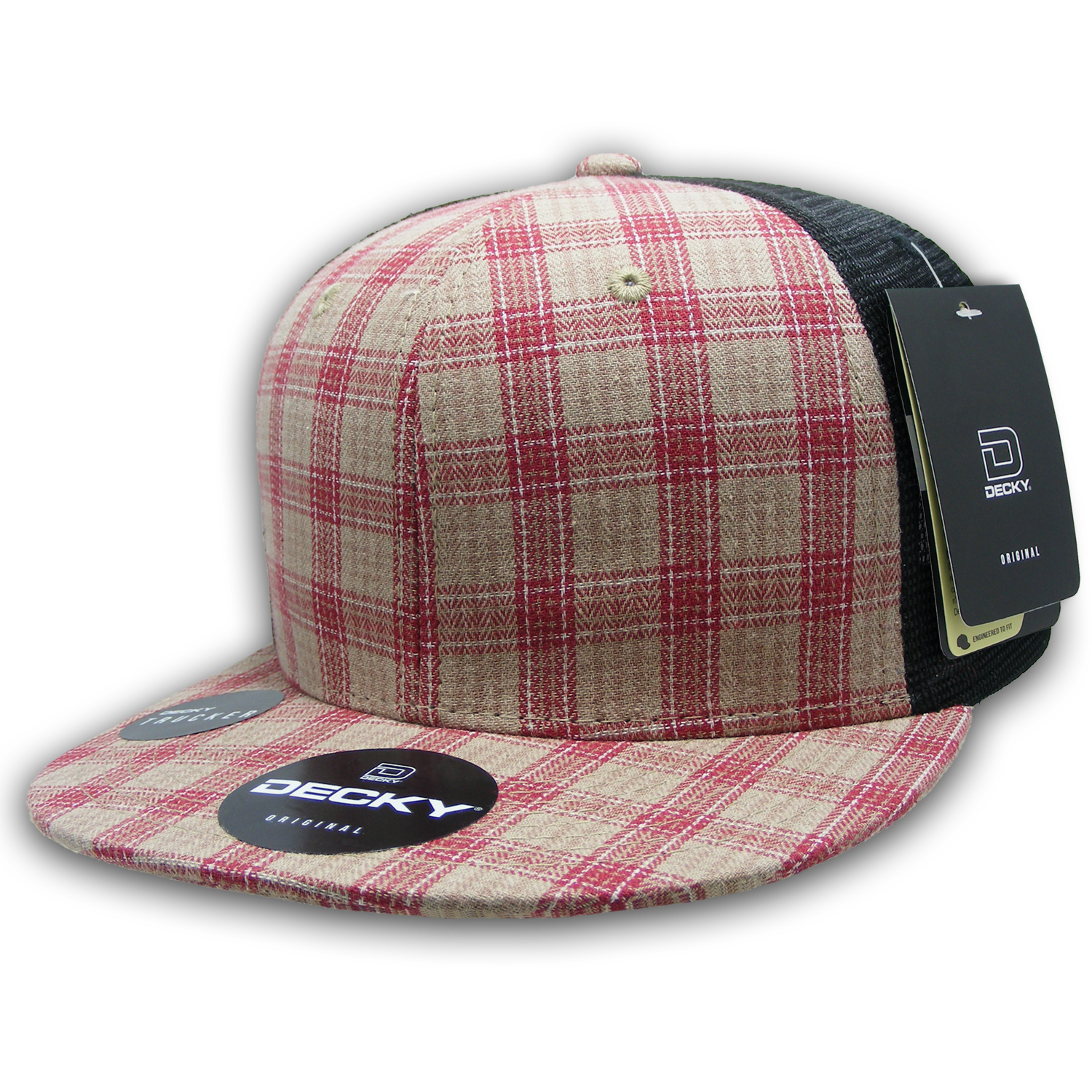 6 Panel High Profile Structured Plaid Trucker
