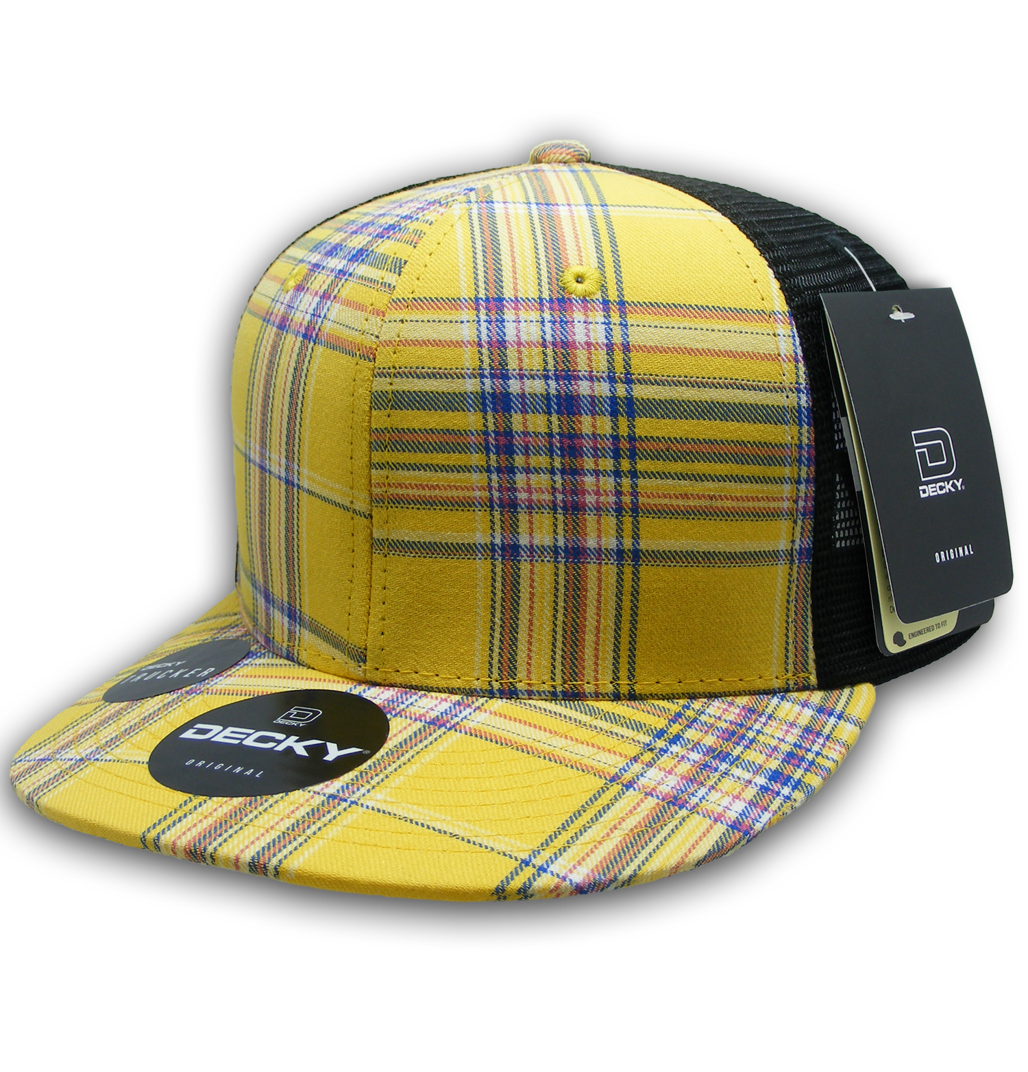 6 Panel High Profile Structured Plaid Trucker