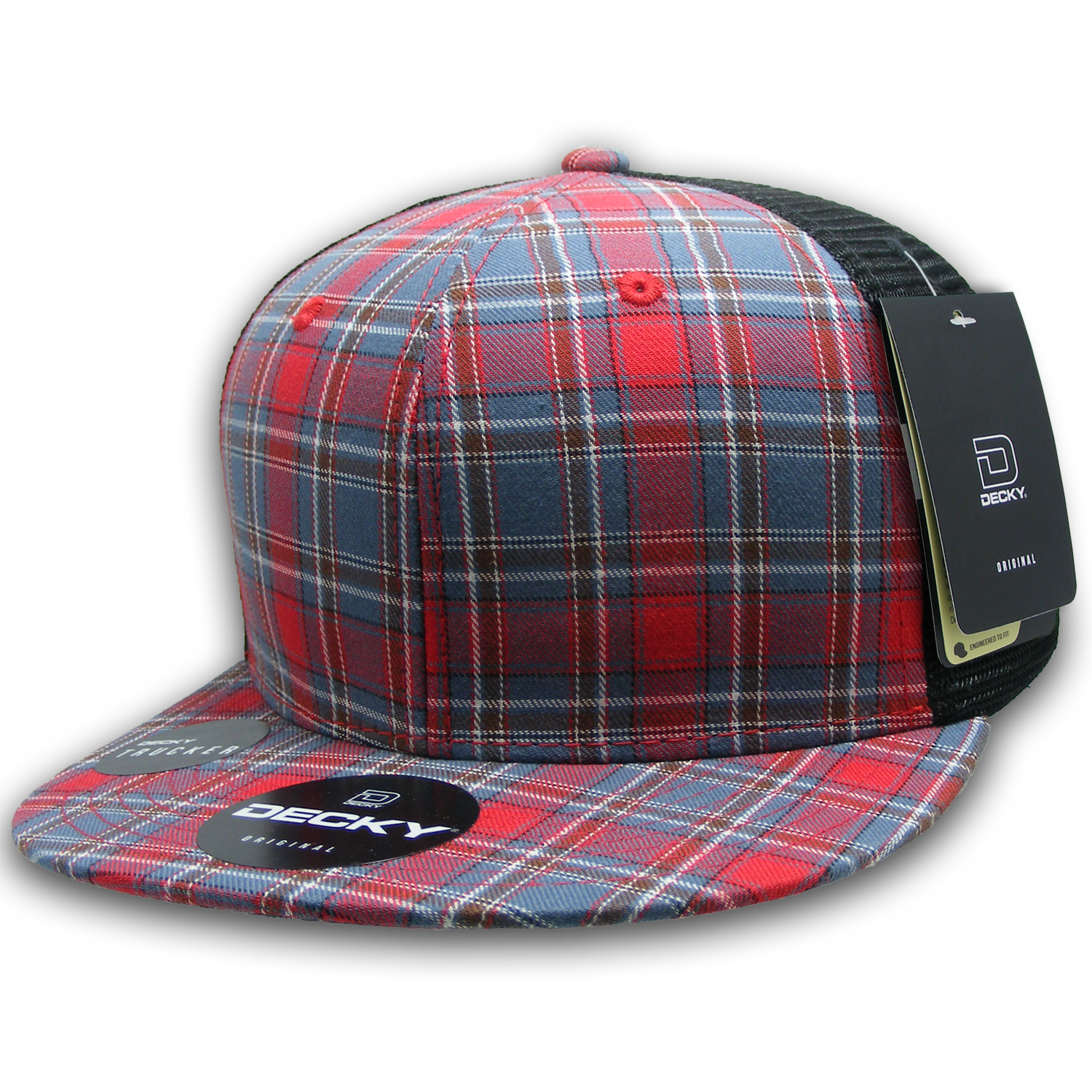 6 Panel High Profile Structured Plaid Trucker