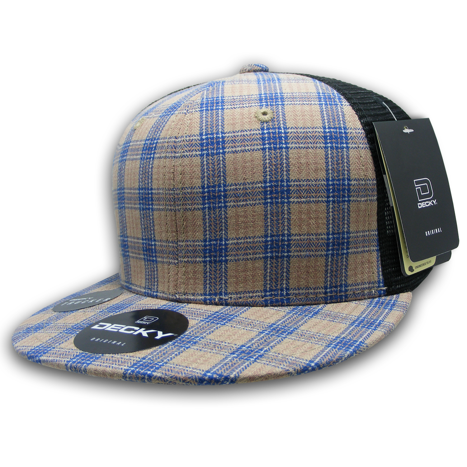 6 Panel High Profile Structured Plaid Trucker