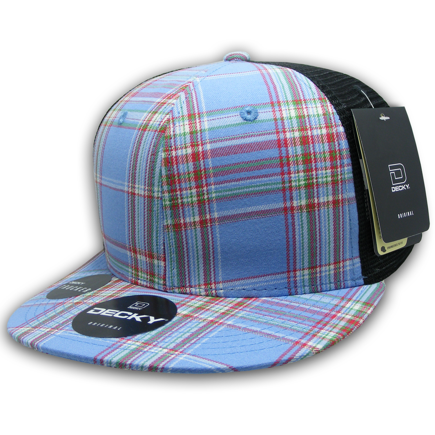 6 Panel High Profile Structured Plaid Trucker