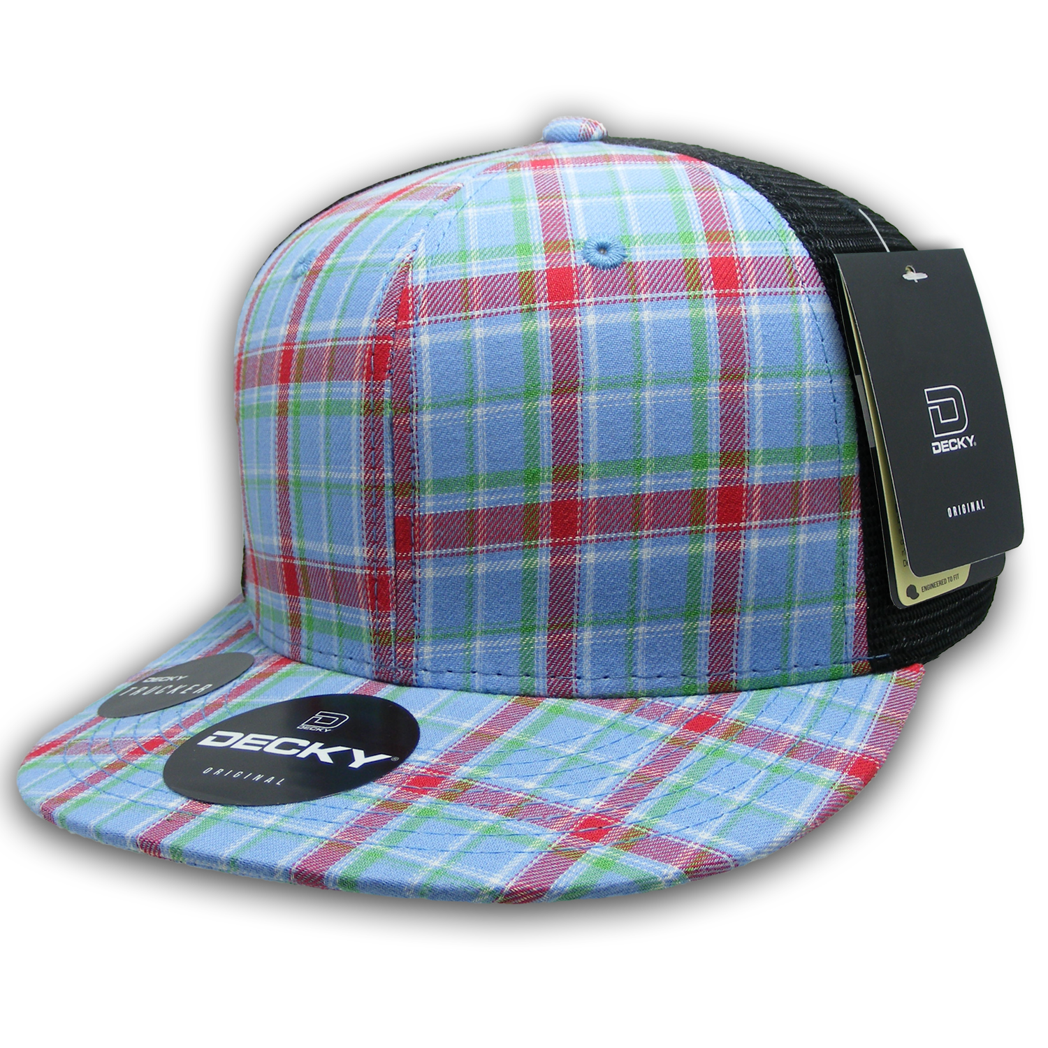 6 Panel High Profile Structured Plaid Trucker