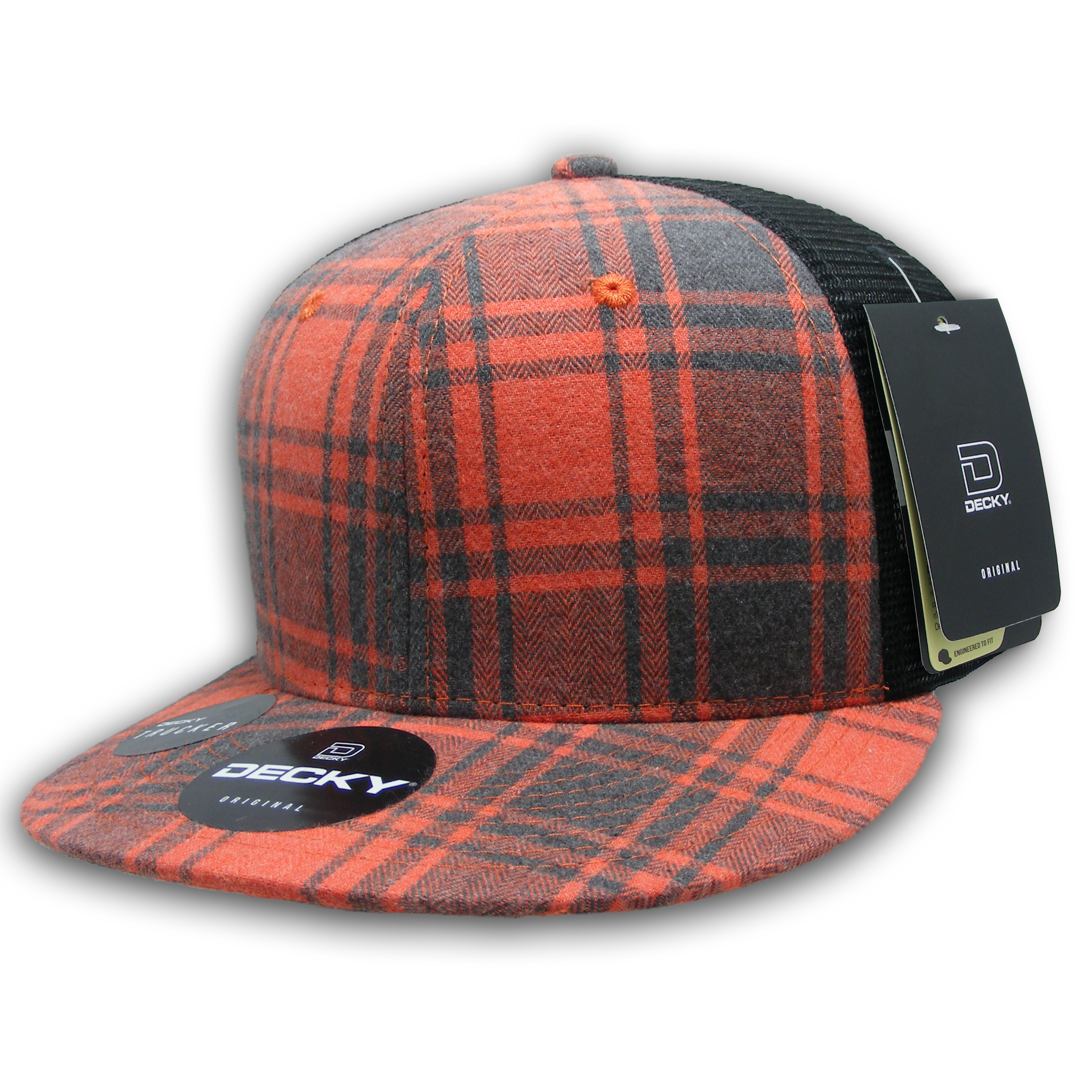 6 Panel High Profile Structured Plaid Trucker