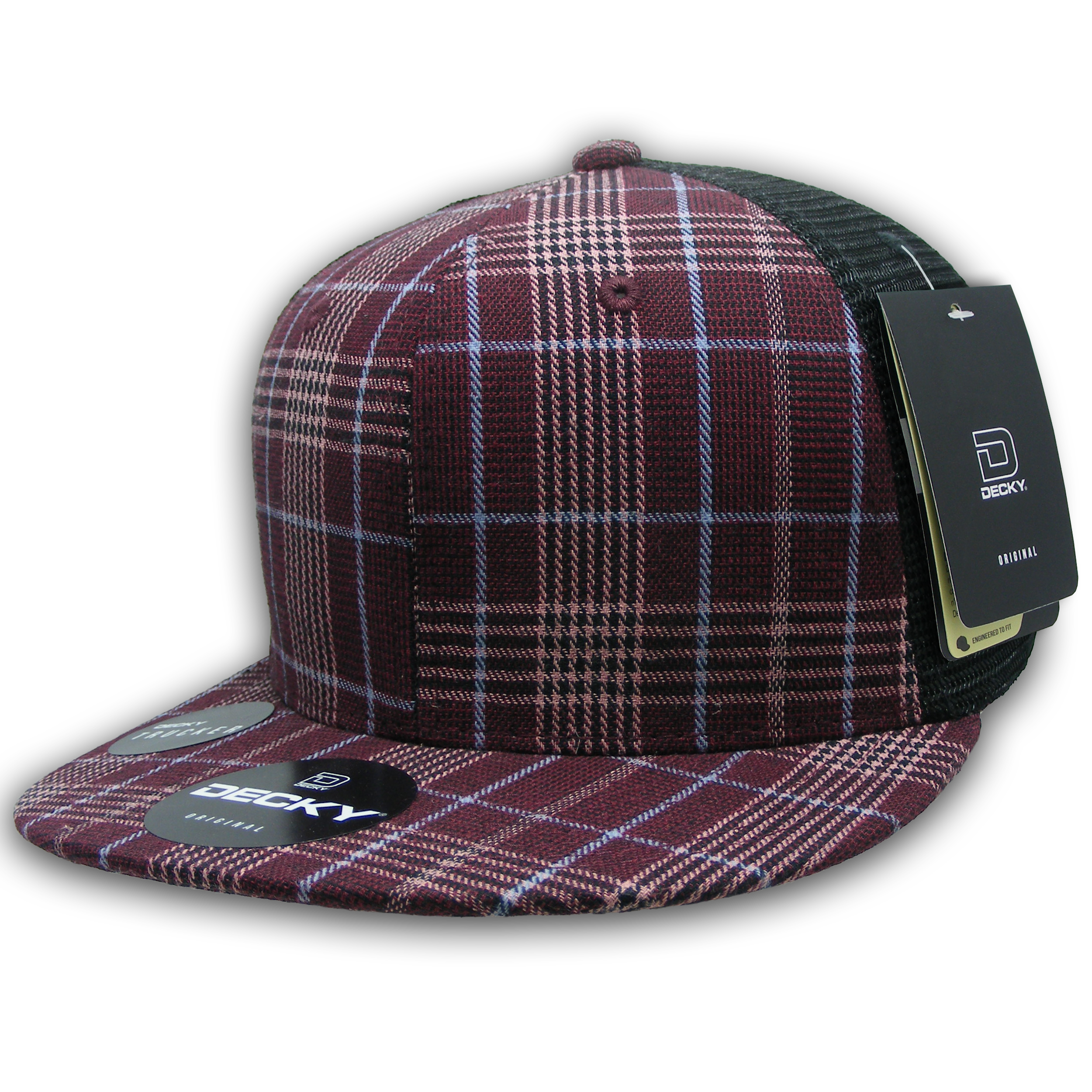 6 Panel High Profile Structured Plaid Trucker