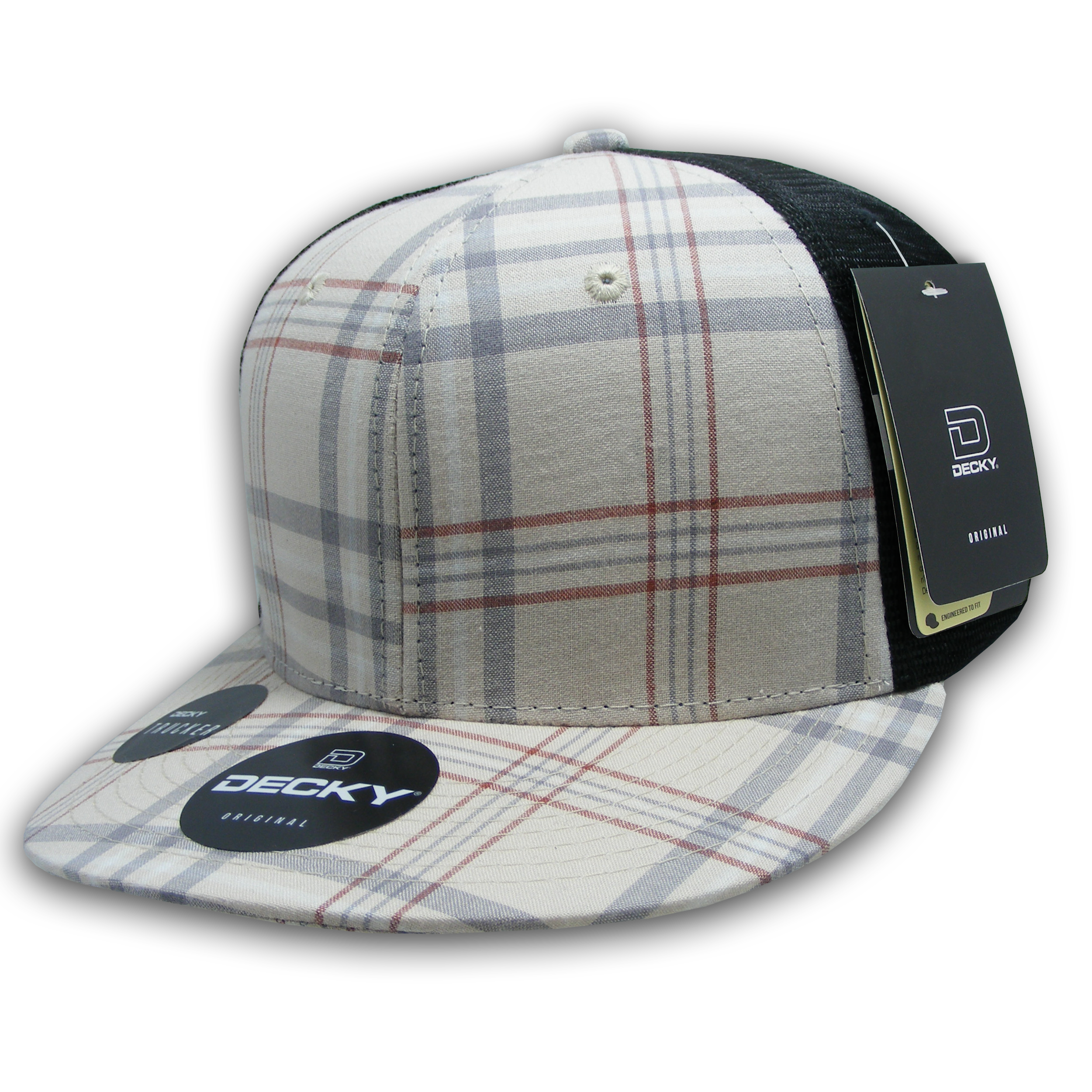 6 Panel High Profile Structured Plaid Trucker