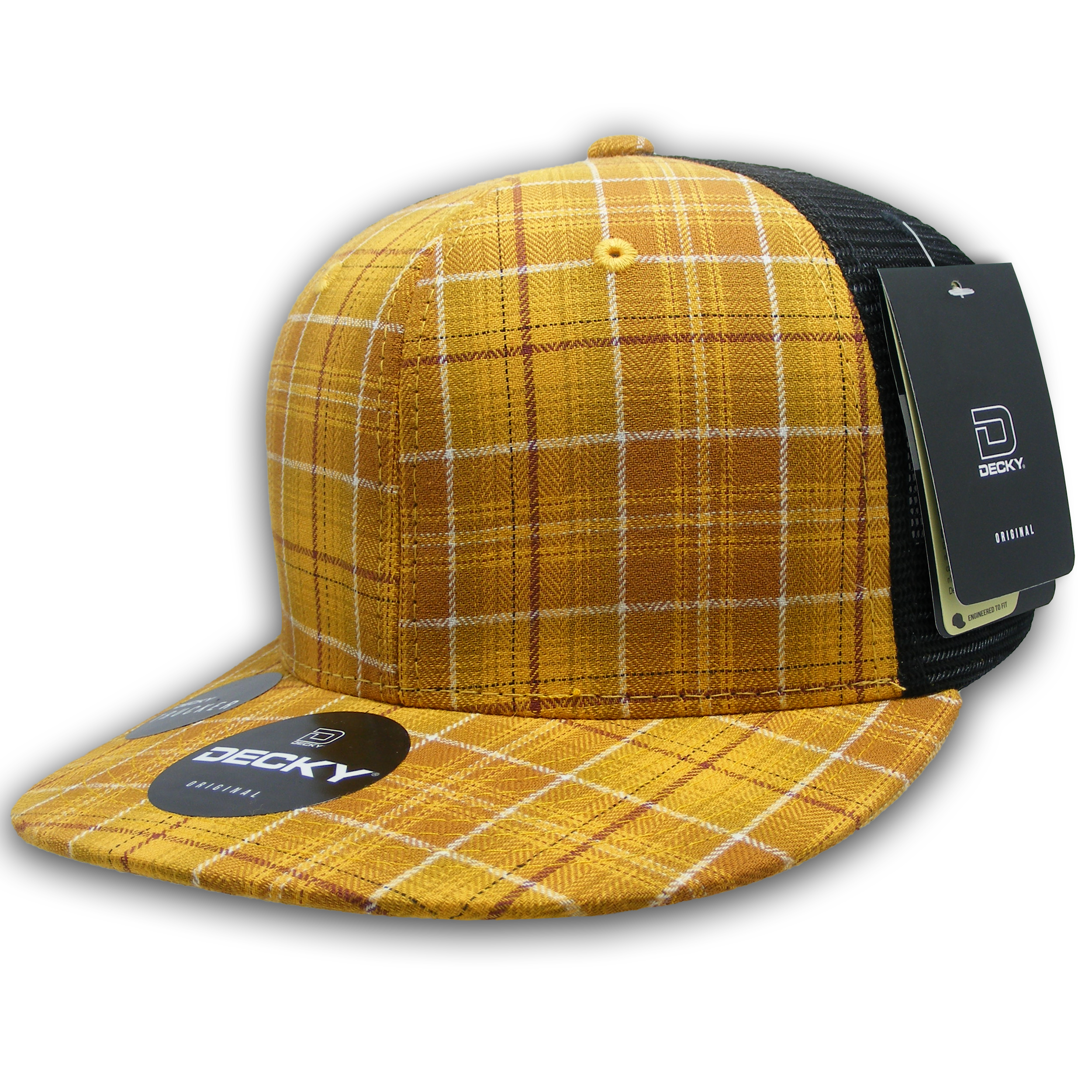 6 Panel High Profile Structured Plaid Trucker