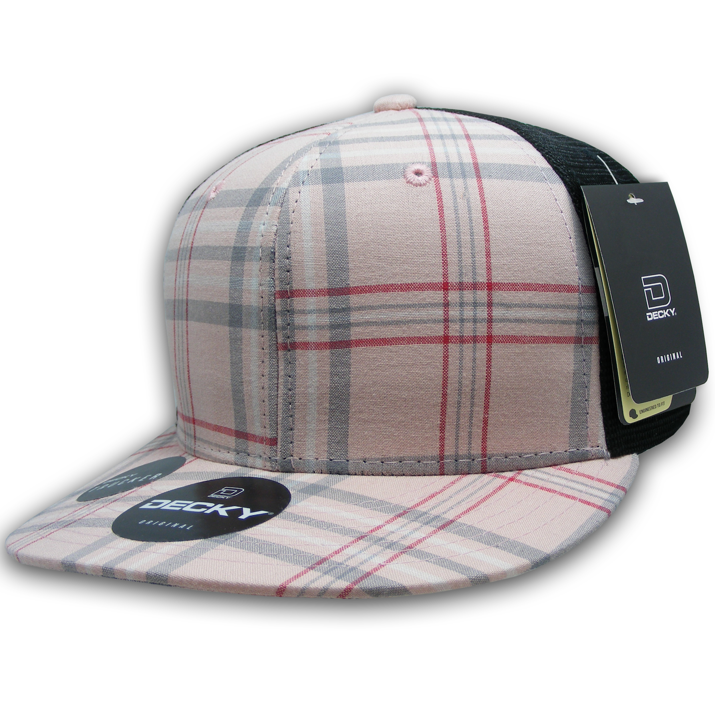6 Panel High Profile Structured Plaid Trucker