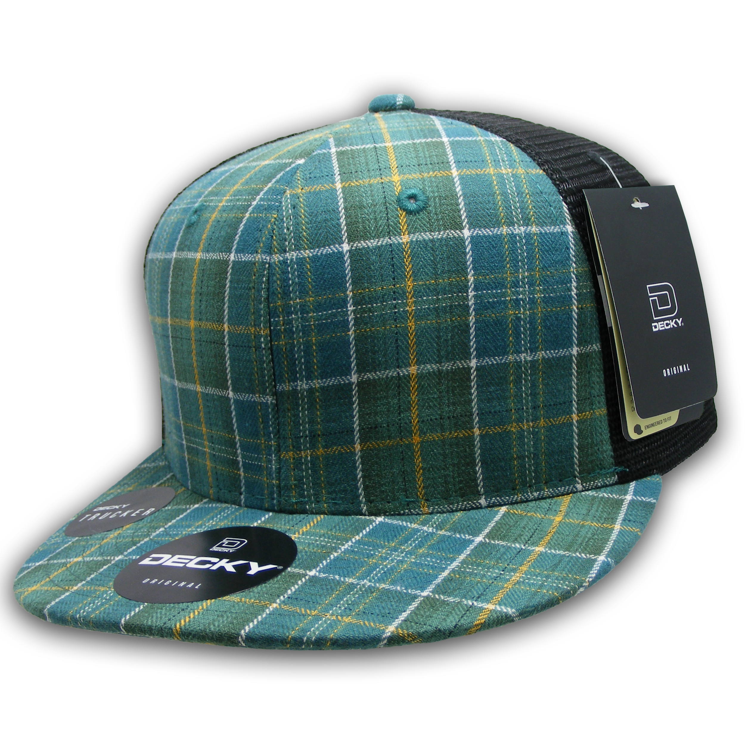6 Panel High Profile Structured Plaid Trucker