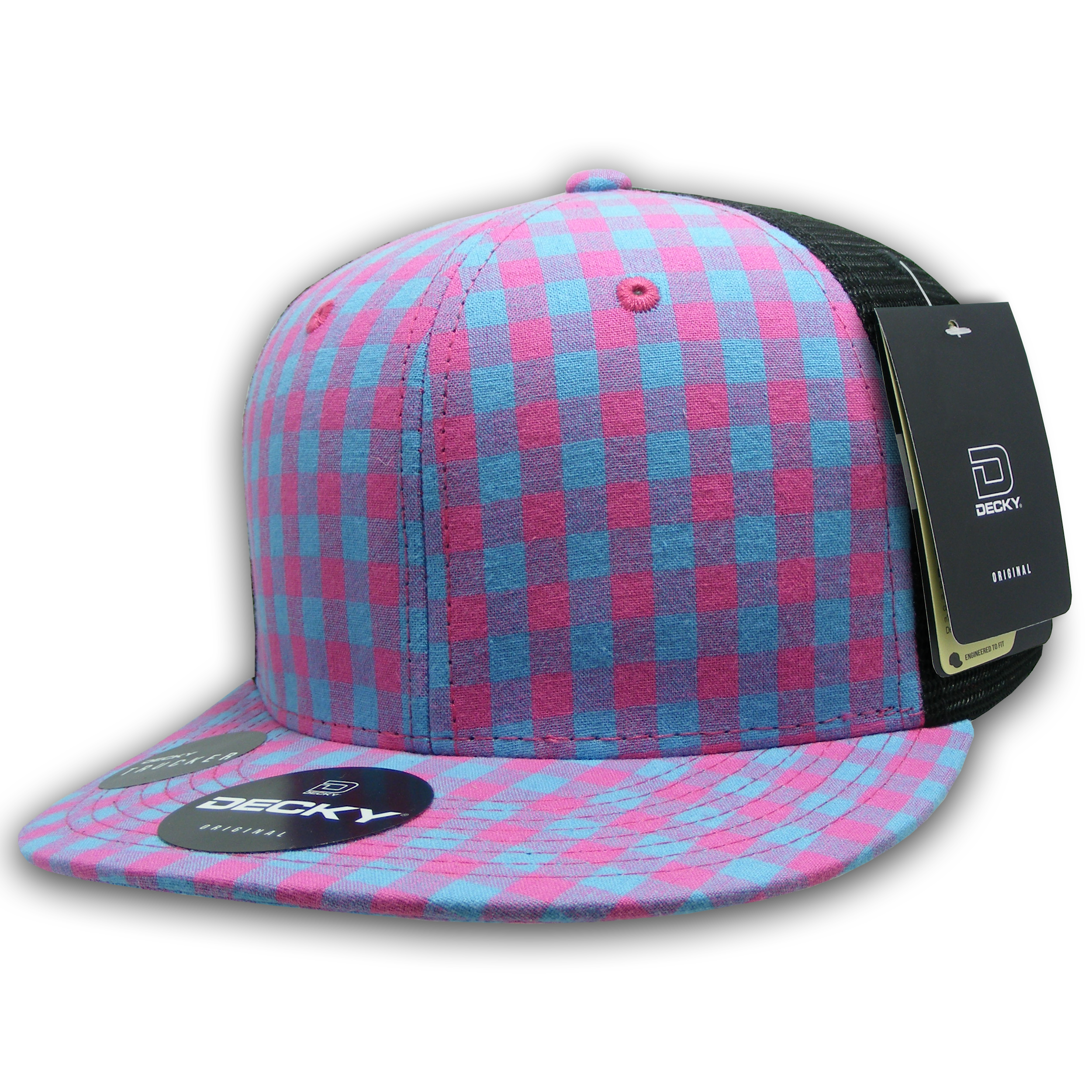 6 Panel High Profile Structured Plaid Trucker