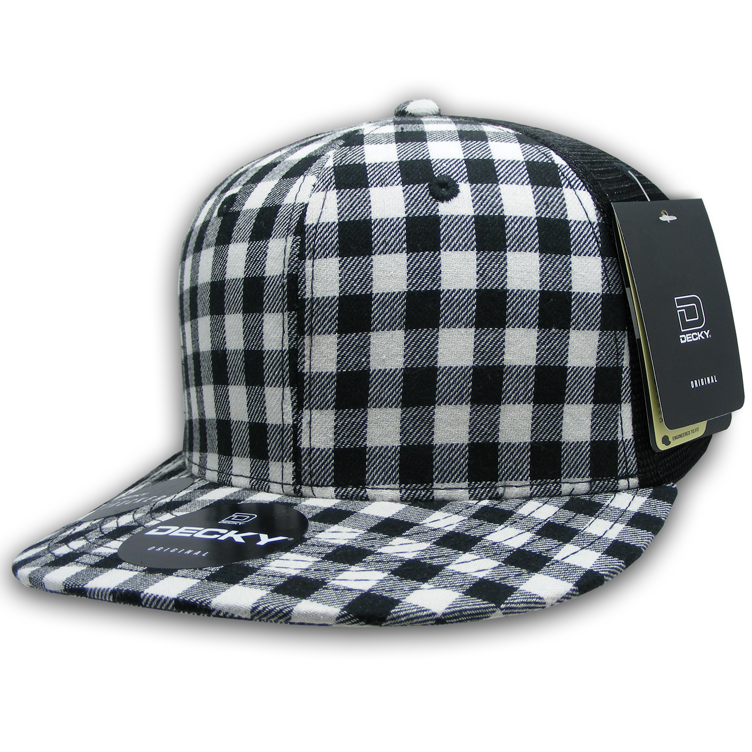 6 Panel High Profile Structured Plaid Trucker