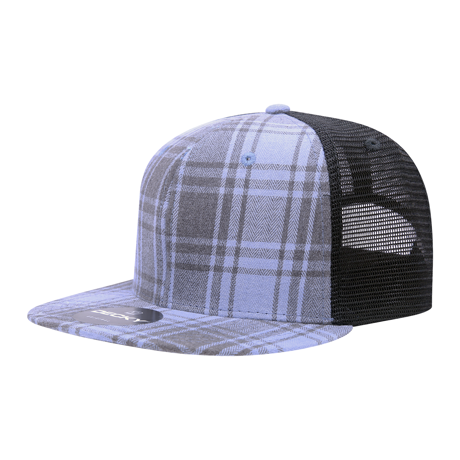 6 Panel High Profile Structured Plaid Trucker