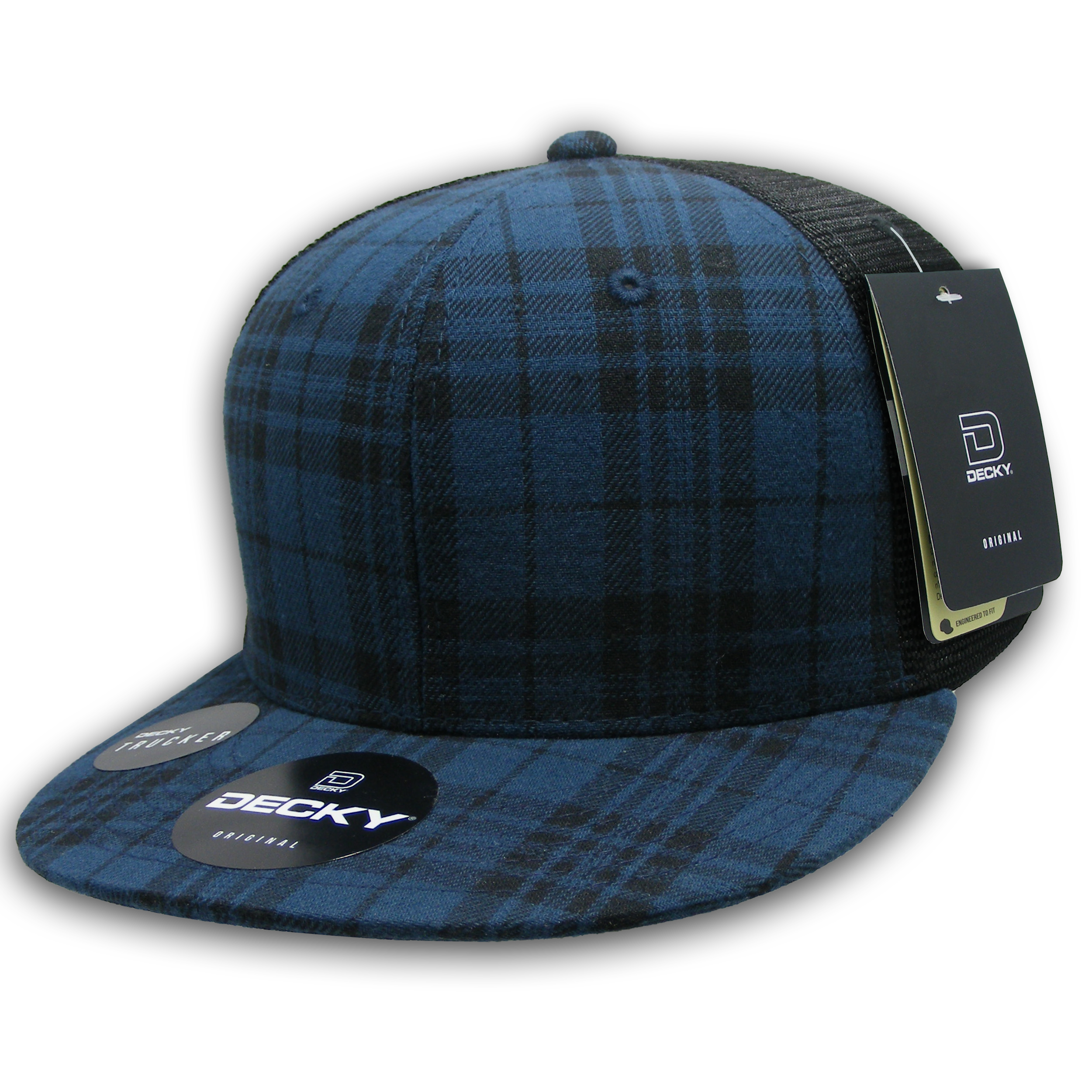 6 Panel High Profile Structured Plaid Trucker