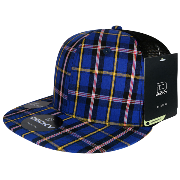6 Panel High Profile Structured Plaid Trucker