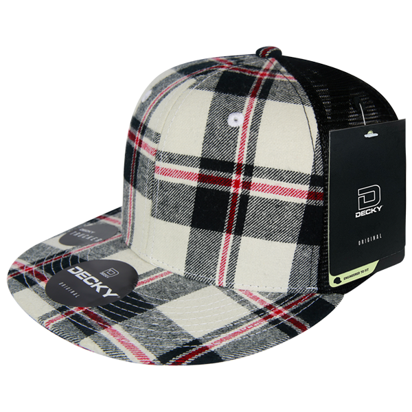 6 Panel High Profile Structured Plaid Trucker