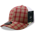 6 Panel Mid Profile Structured Plaid Trucker