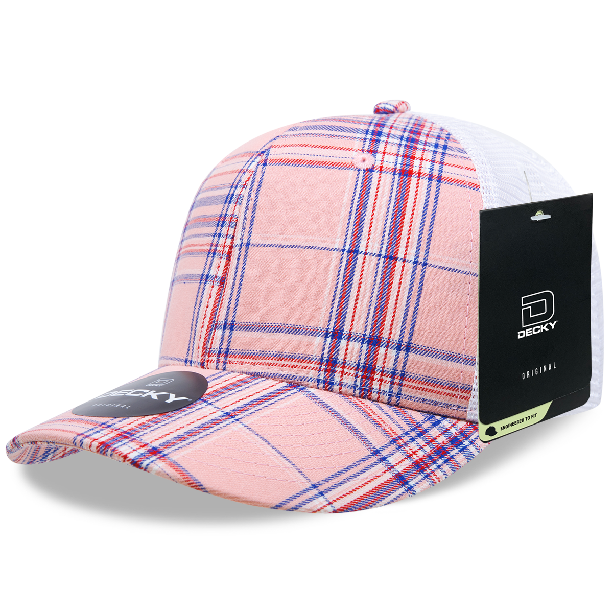 6 Panel Mid Profile Structured Plaid Trucker