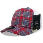 6 Panel Mid Profile Structured Plaid Trucker