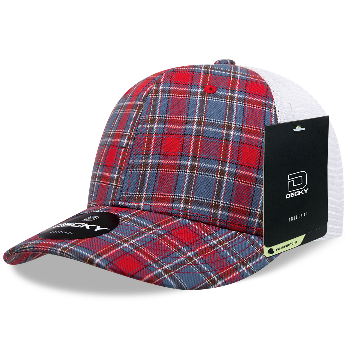 6 Panel Mid Profile Structured Plaid Trucker