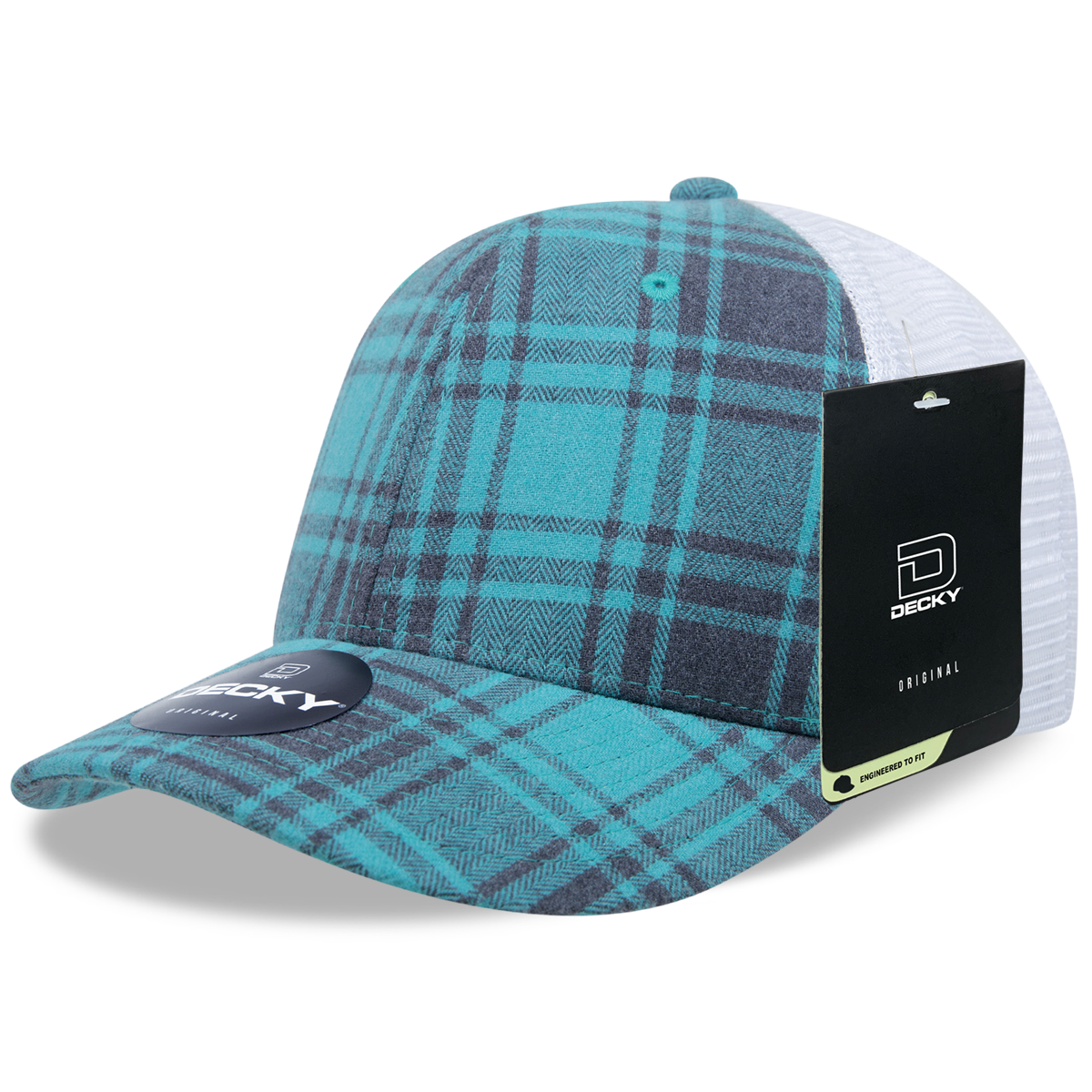 6 Panel Mid Profile Structured Plaid Trucker