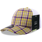 6 Panel Mid Profile Structured Plaid Trucker