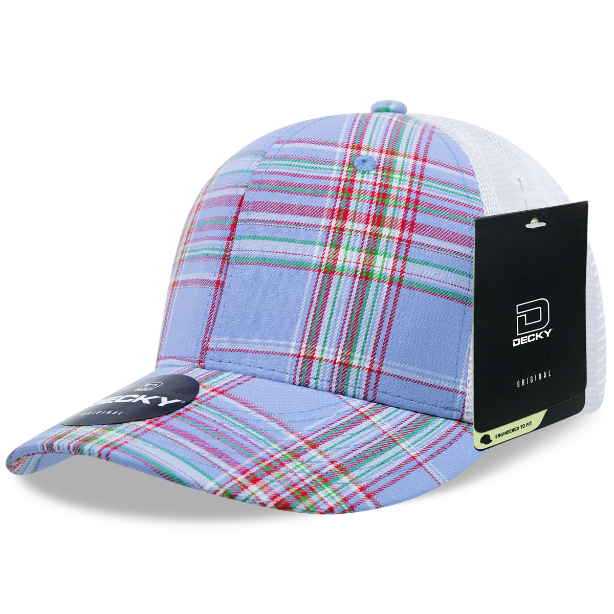 6 Panel Mid Profile Structured Plaid Trucker