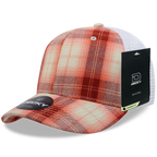 6 Panel Mid Profile Structured Plaid Trucker
