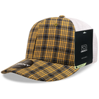 6 Panel Mid Profile Structured Plaid Trucker
