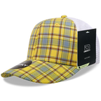 6 Panel Mid Profile Structured Plaid Trucker