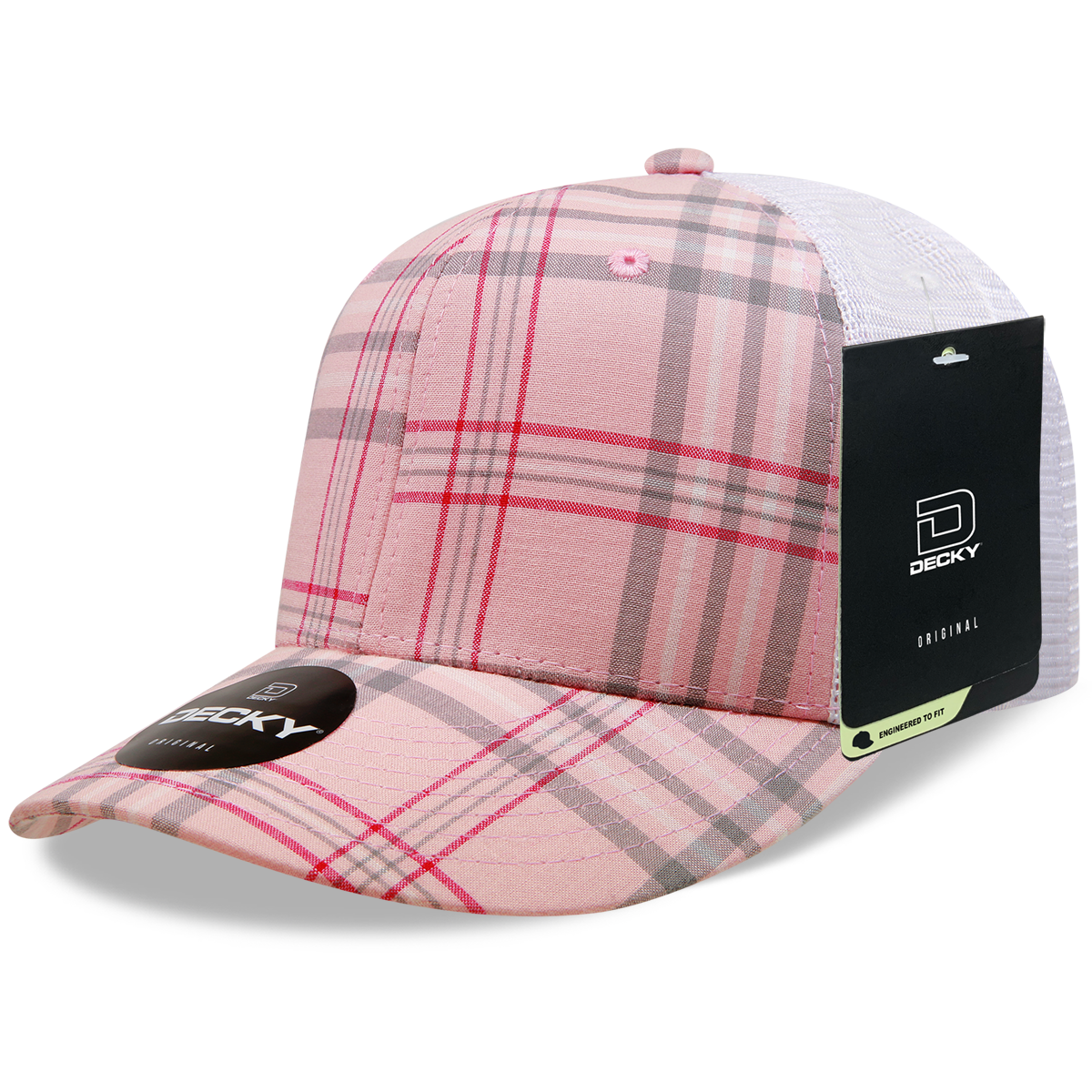 6 Panel Mid Profile Structured Plaid Trucker