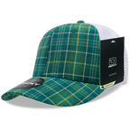 6 Panel Mid Profile Structured Plaid Trucker