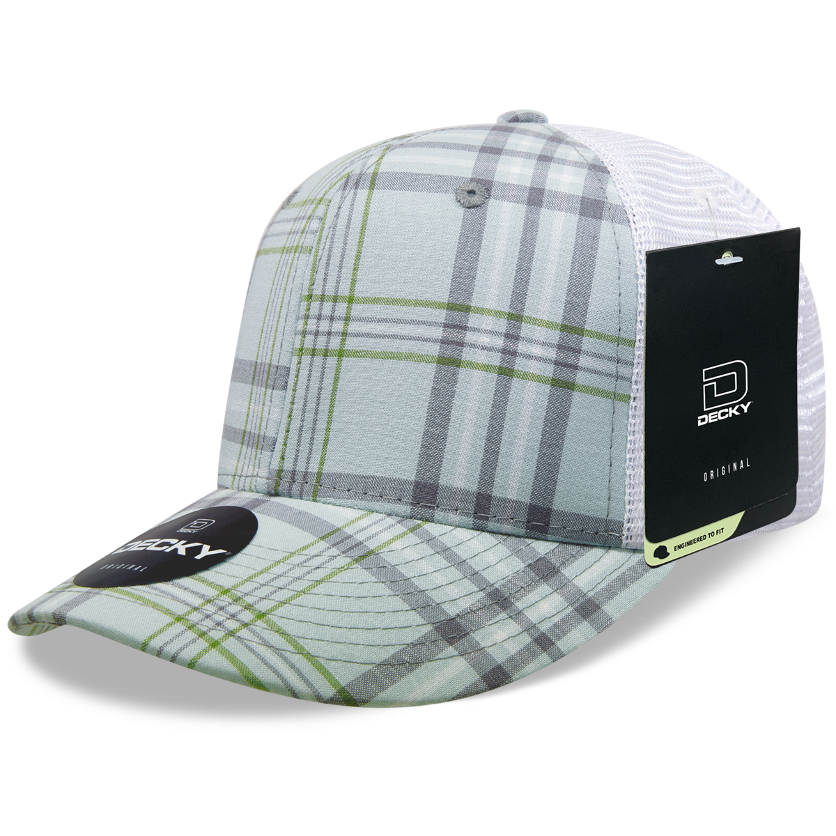 6 Panel Mid Profile Structured Plaid Trucker