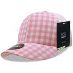 6 Panel Mid Profile Structured Plaid Trucker