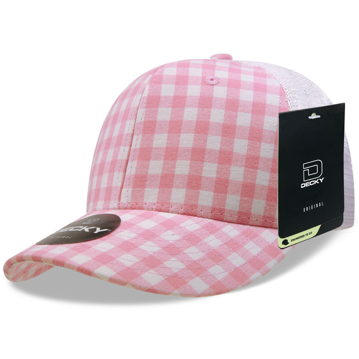 6 Panel Mid Profile Structured Plaid Trucker