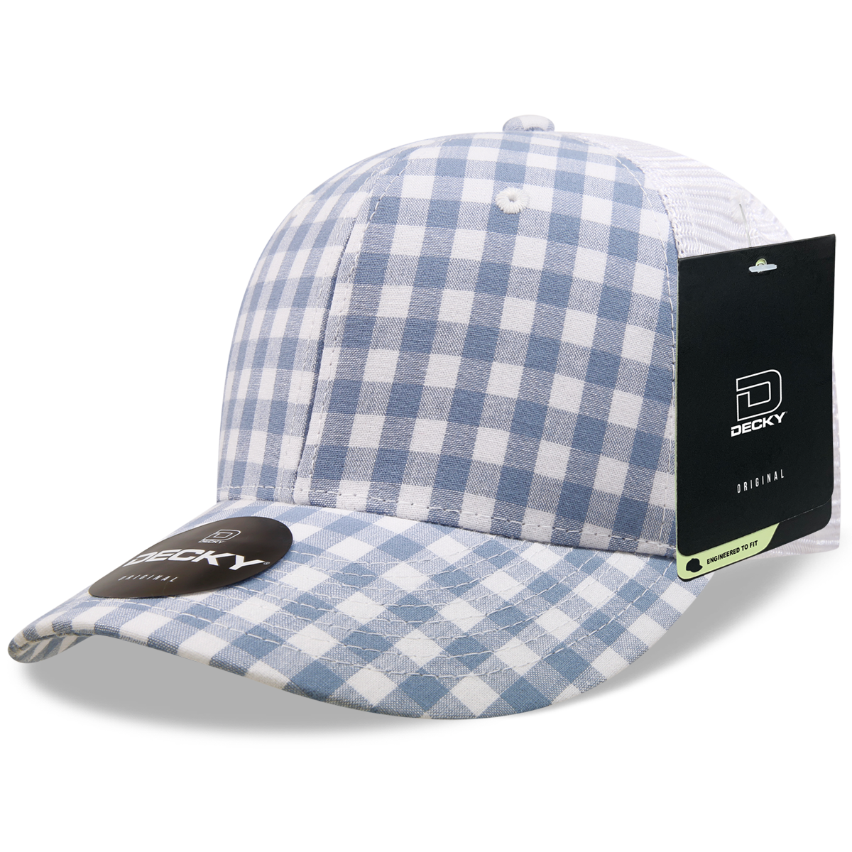 6 Panel Mid Profile Structured Plaid Trucker