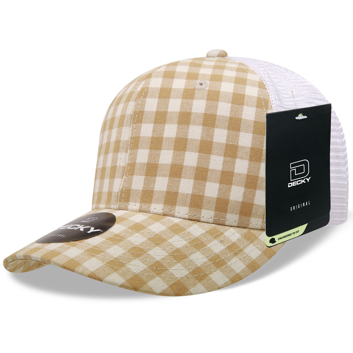 6 Panel Mid Profile Structured Plaid Trucker