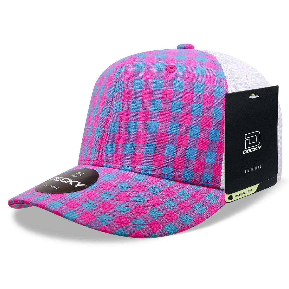 6 Panel Mid Profile Structured Plaid Trucker