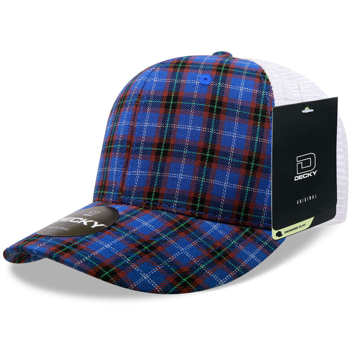 6 Panel Mid Profile Structured Plaid Trucker