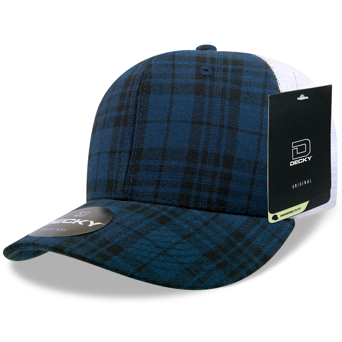 6 Panel Mid Profile Structured Plaid Trucker