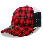 6 Panel Mid Profile Structured Plaid Trucker