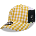 6 Panel Mid Profile Structured Plaid Trucker