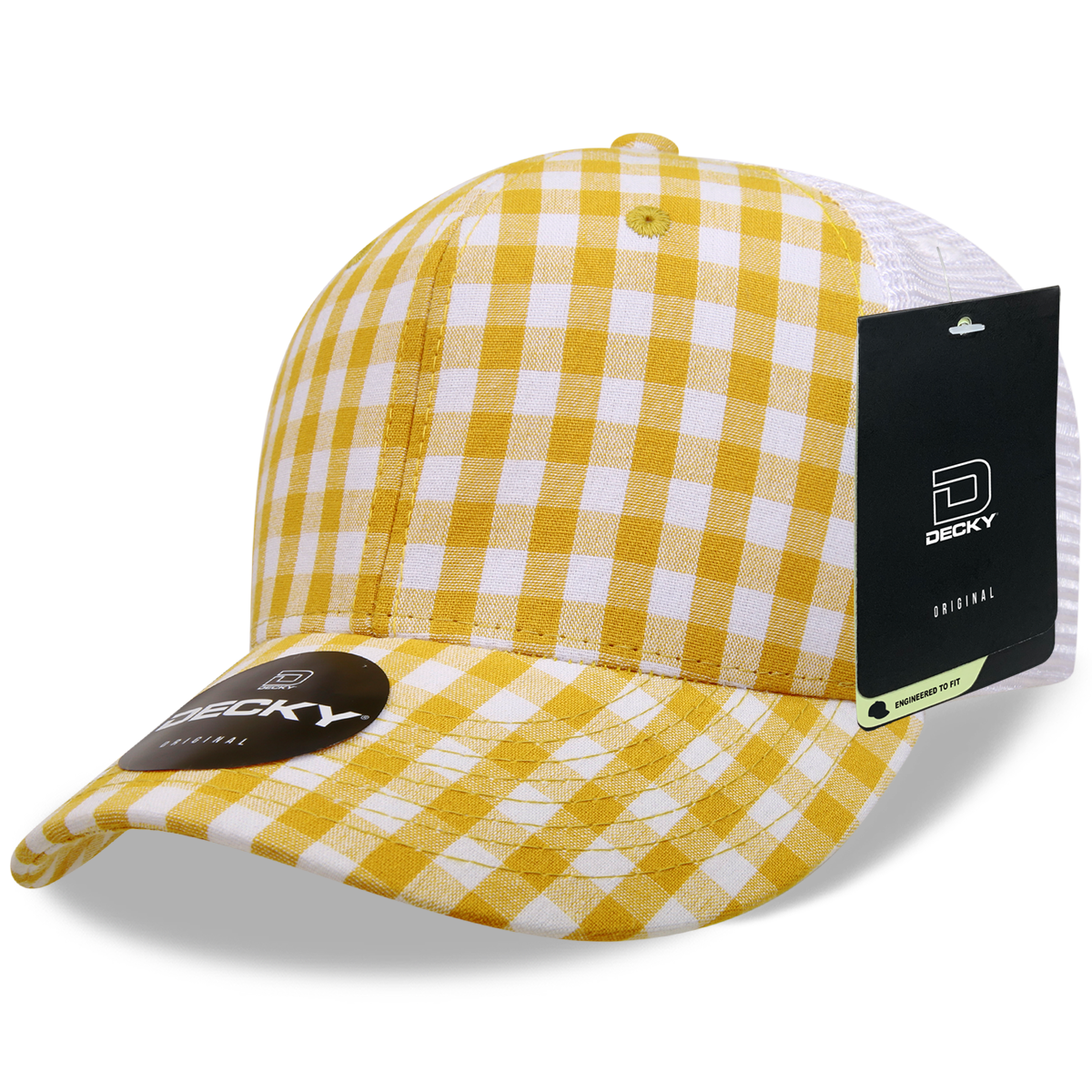 6 Panel Mid Profile Structured Plaid Trucker