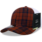 6 Panel Mid Profile Structured Plaid Trucker