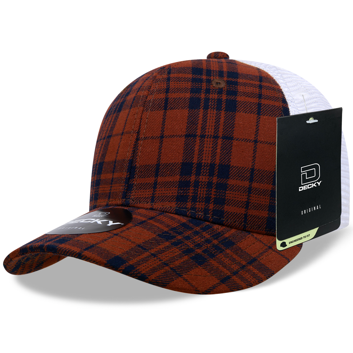 6 Panel Mid Profile Structured Plaid Trucker